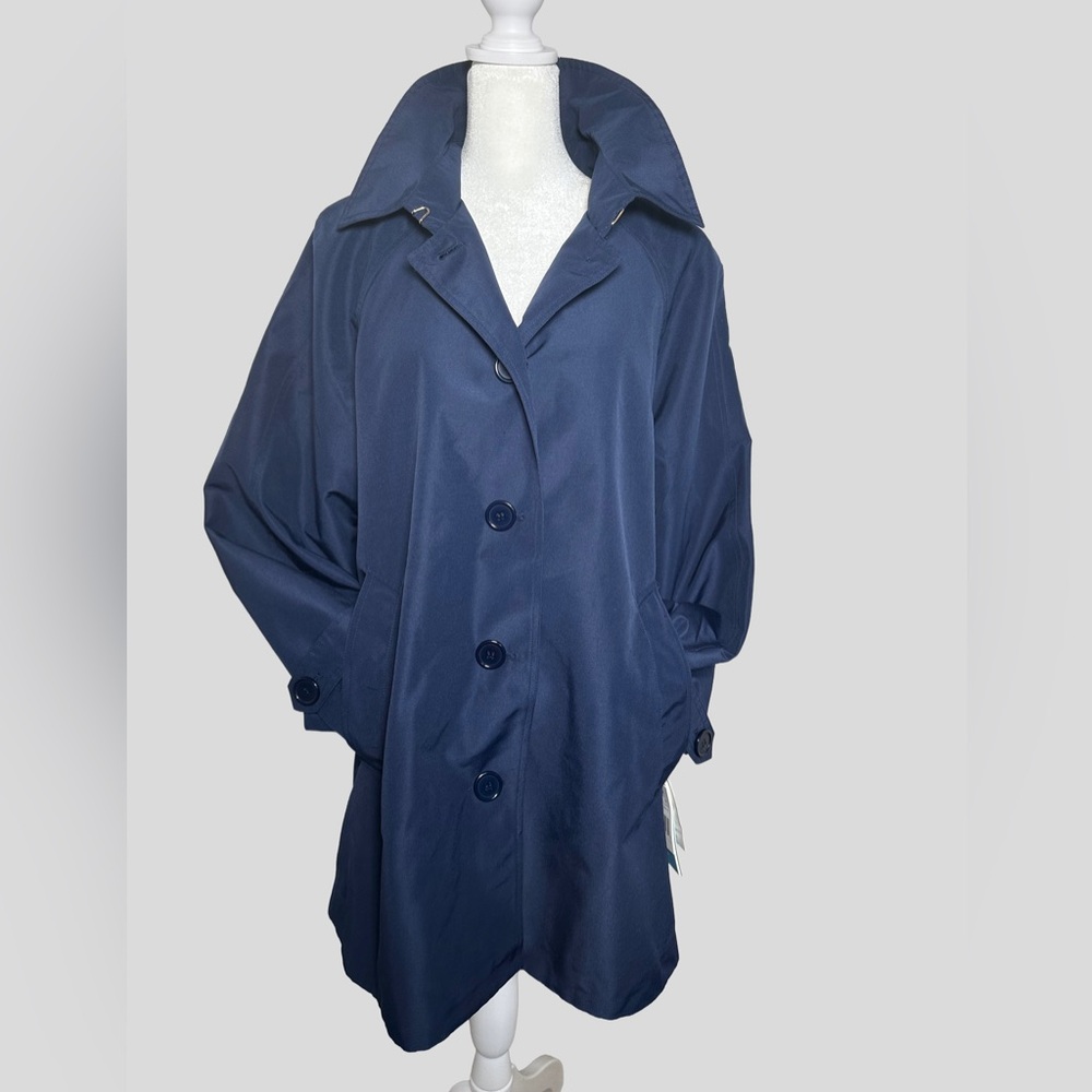 Draper James Navy Button-Front Trench Coat - Picture 6 of 12